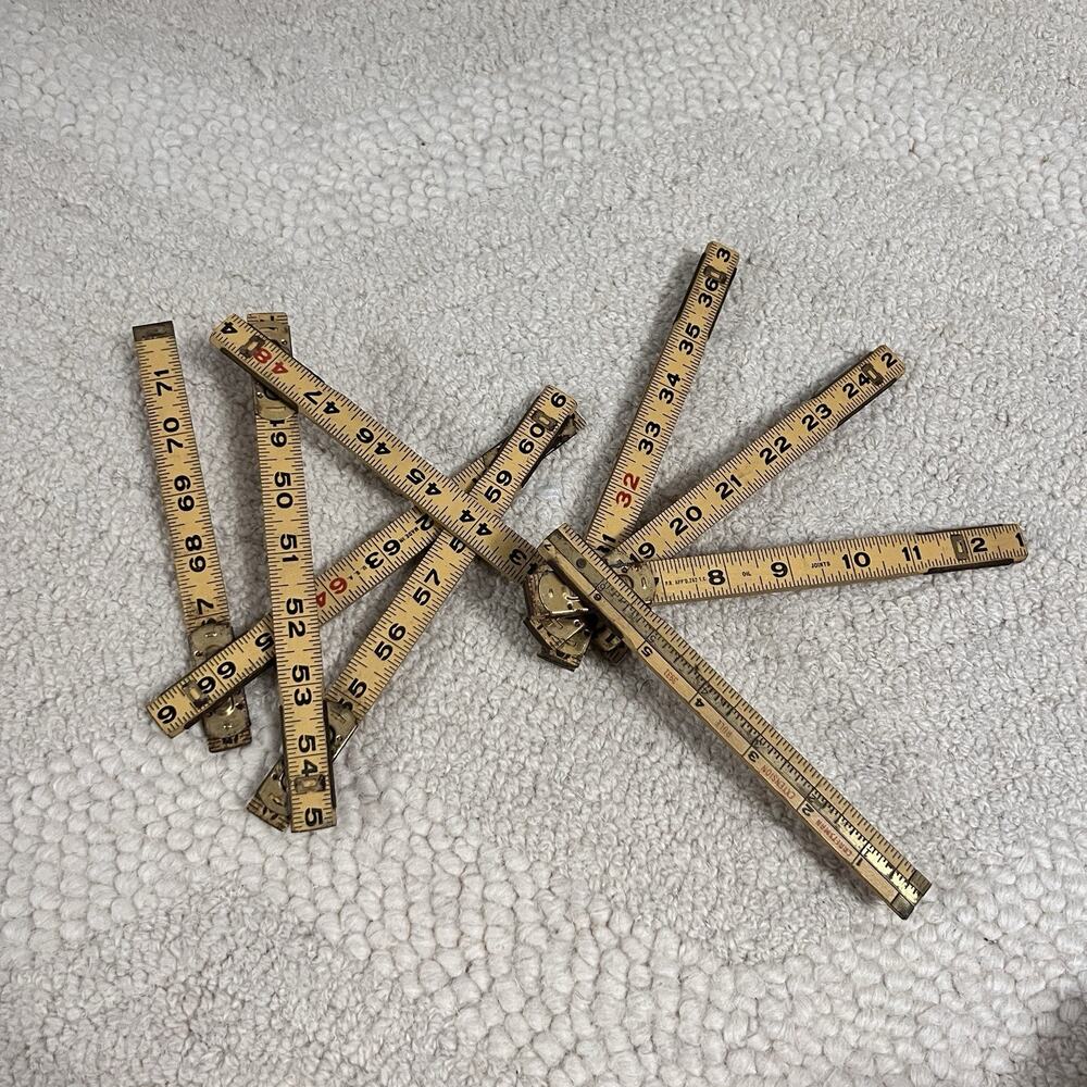 Vintage CRAFTSMAN 72" Folding Extension Rule 3931 Wood And Brass Ruler - Picture 3 of 6